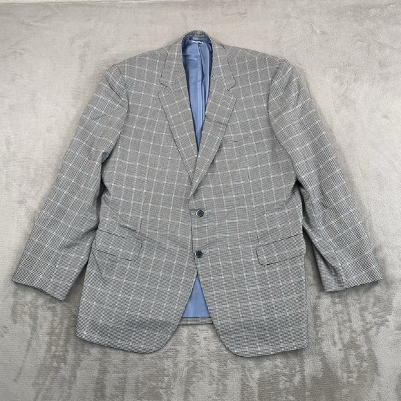 BRIONI Nomenta Blazer Sports Coat Men 46 (Tag 48) Grey Houndstooth Wool Silk